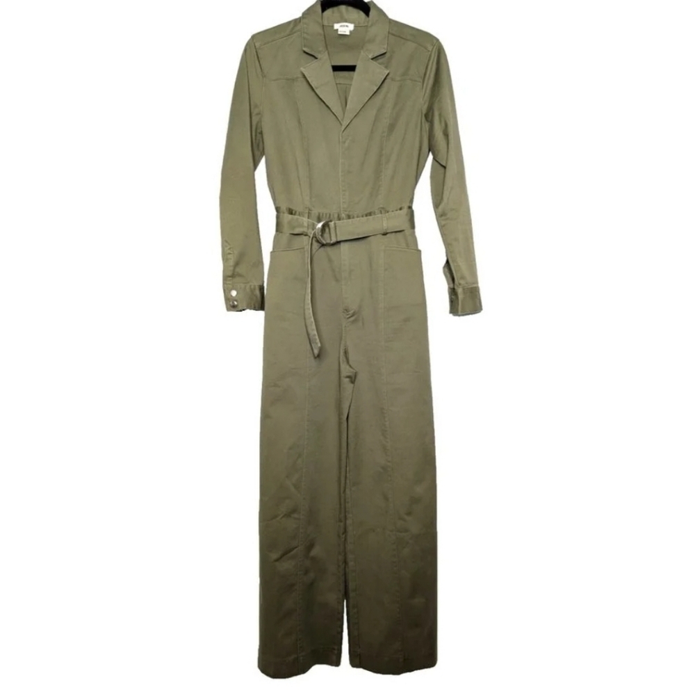 JasonWu Army Green Utility Cargo Wide Leg High Rise Belted Cotton Jumpsuits Sz S - Picture 5 of 16